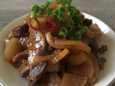 砂肝と大根のはちみつ醤油煮♪